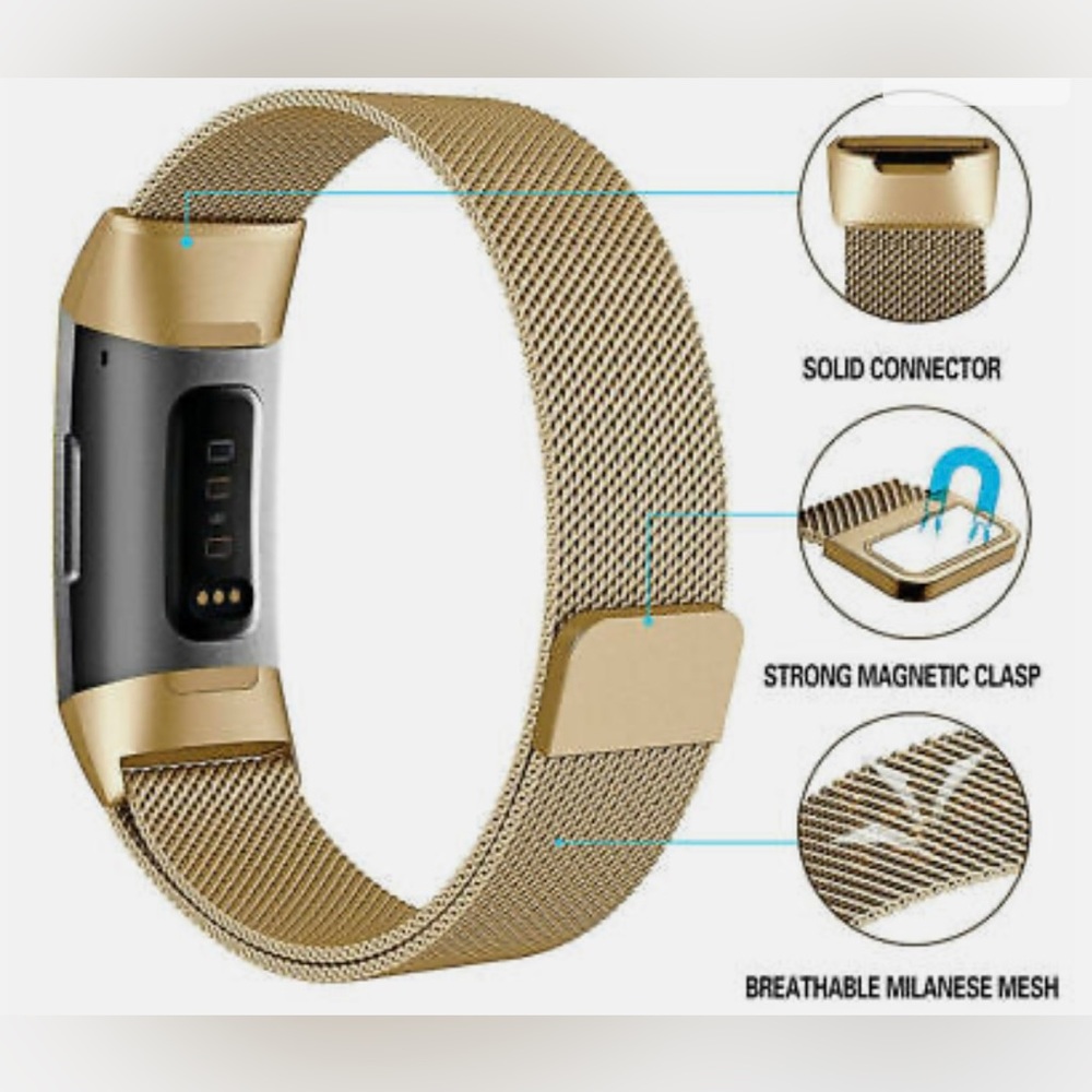 Gold Magnetic Fitbit Charge 4 Compatible Replacement Band - #430